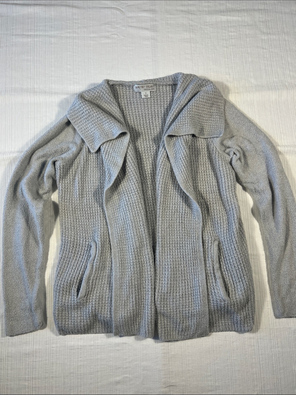 Barefoot Dreams Light Gray Open-Front Shawl Collar Cardigan